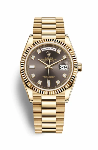 Rolex Day-Date 36 Yellow Gold / Fluted / Dark Grey-Diamond / President 128238-0022 (M128238-0022)